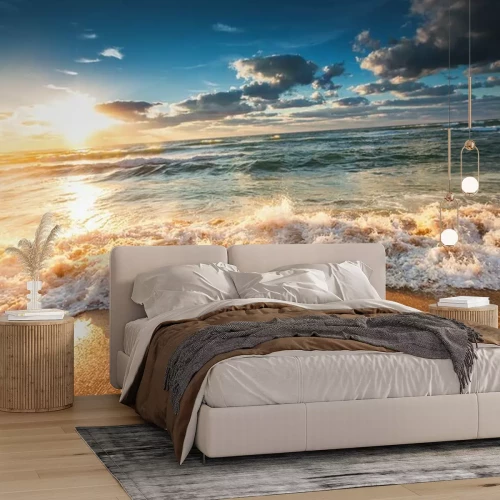 Papier peint  Plage et vagues énergiques