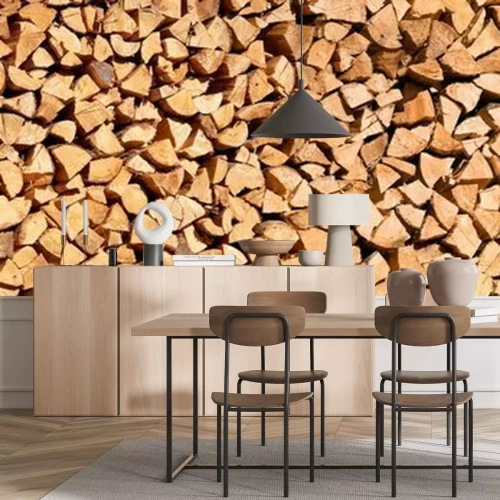 Papier peint  Bois de chauffage rangé