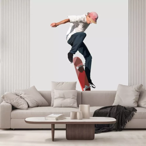 Sticker  Saut en skateboard en couleur