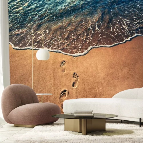 Papier peint  Plage et empreintes de pas