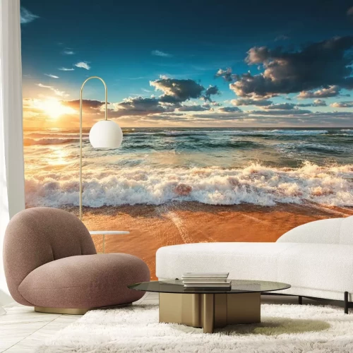 Papier peint  Coucher de soleil radieux sur la mer