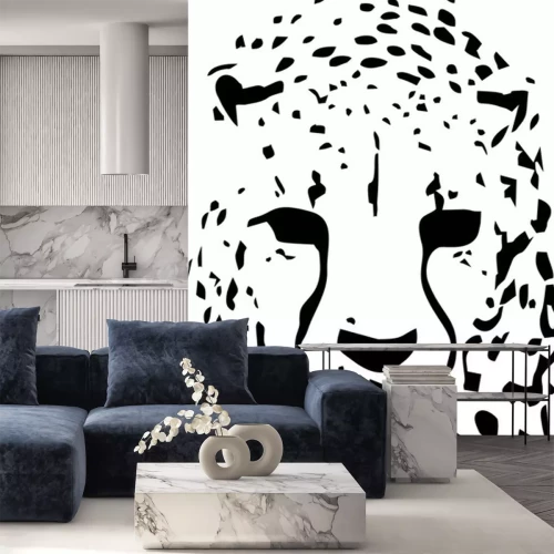 Sticker  Guépard noir et blanc