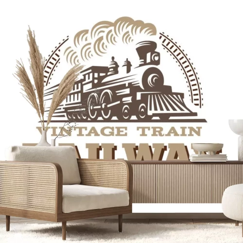 Sticker  Illustration de logo de locomotive, emblème de style vintage