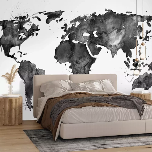 Papier peint  Carte du monde peinte en noir