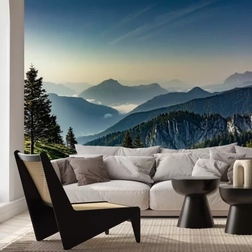 Papier peint  Paysage de montagne pittoresque au lever du soleil Alpes