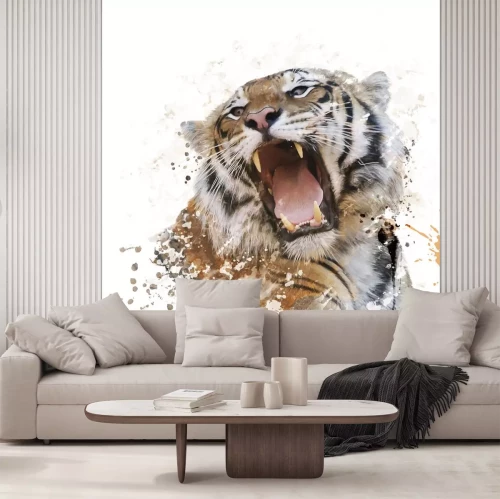 Sticker  Rugissement du tigre portrait