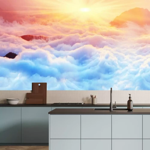 Papier peint  Mer de nuages illuminée par le Soleil