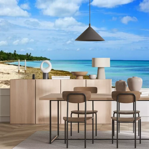 Papier peint  Panorama de la plage et de la mer dans les Caraïbes