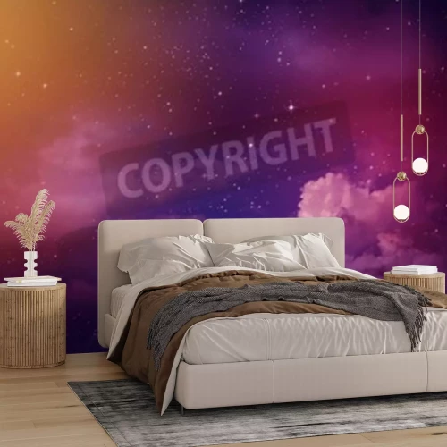 Papier peint  Des étoiles dans le ciel lilas