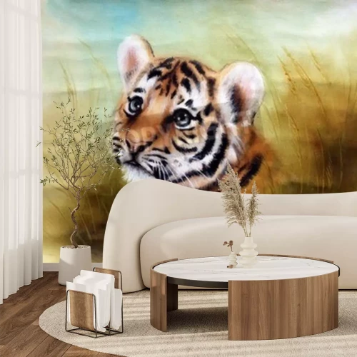 Papier peint  Bébé tigre style peinture