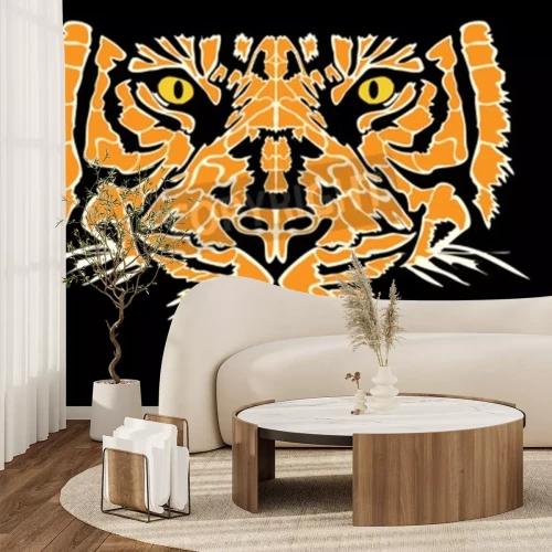 Papier peint  Tigre 3D orange