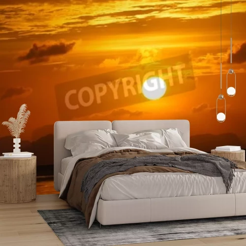 Papier peint  Ciel orange au coucher du soleil