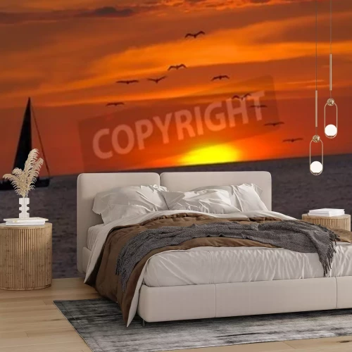 Papier peint  Voilier et coucher de soleil