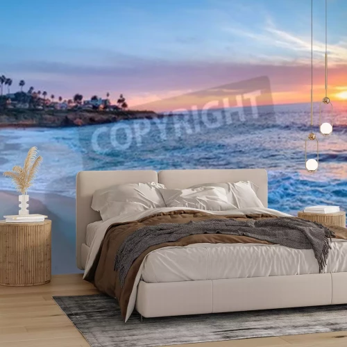 Papier peint  Coucher de soleil sur une plage en Californie