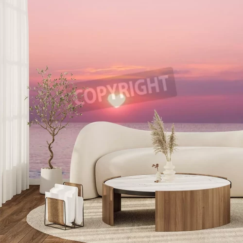 Papier peint  Coucher de soleil en forme de cœur