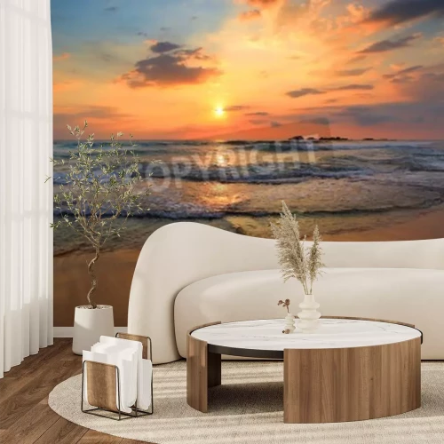 Papier peint  Coucher de soleil sur une plage tropicale