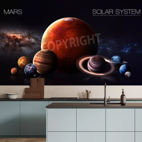 Papier peint  Système solaire avec Mars au centre