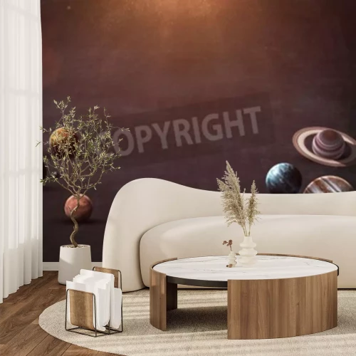 Papier peint  Planètes du système solaire sur un fond brun