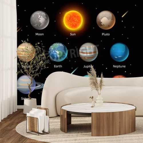 Papier peint  Le système solaire, les étoiles et les comètes