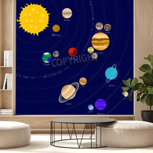 Papier peint  Système solaire avec la lune