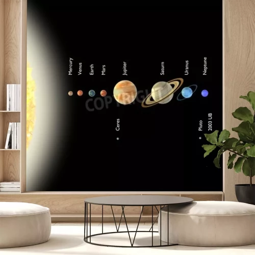 Papier peint  Système solaire avec signature