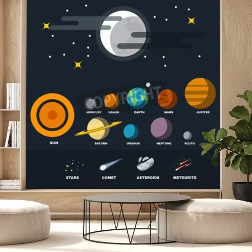 Papier peint  Planètes dessinées du système solaire