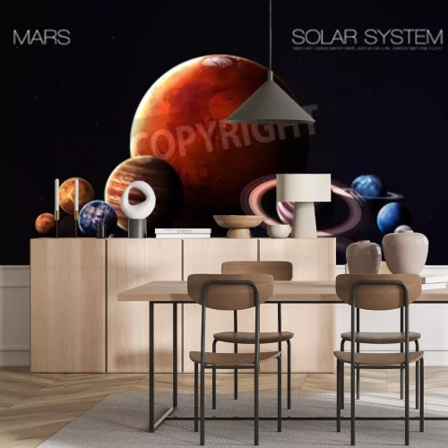 Papier peint  La planète Mars dans le système solaire