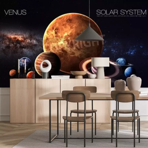 Papier peint  Le soleil et les planètes du système solaire