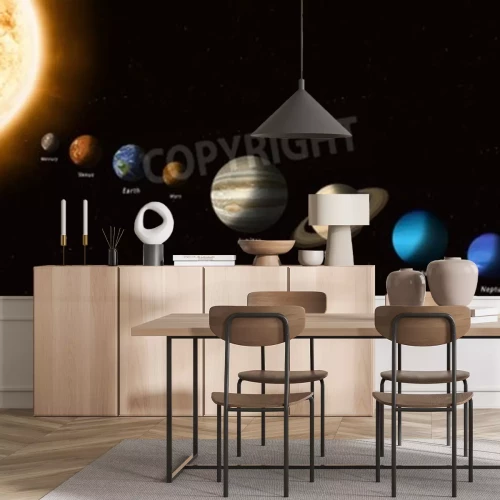 Papier peint  Le système solaire et les neuf planètes