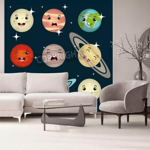 Papier peint  Système solaire 3D design