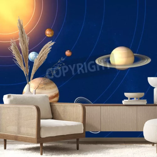 Papier peint  Système solaire avec orbites