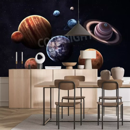 Papier peint  Système solaire en nuage de points