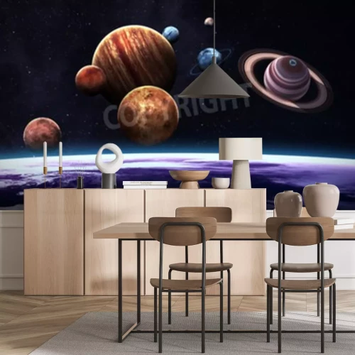 Papier peint  Système solaire avec planètes