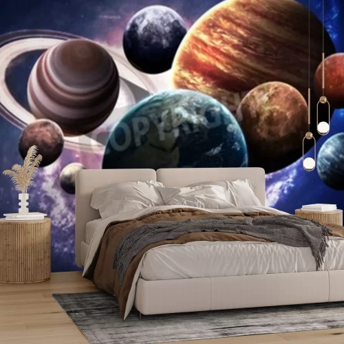 Papier peint  Représentation réaliste du système solaire