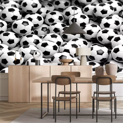 Papier peint  3D, rendering, football, balles, fond