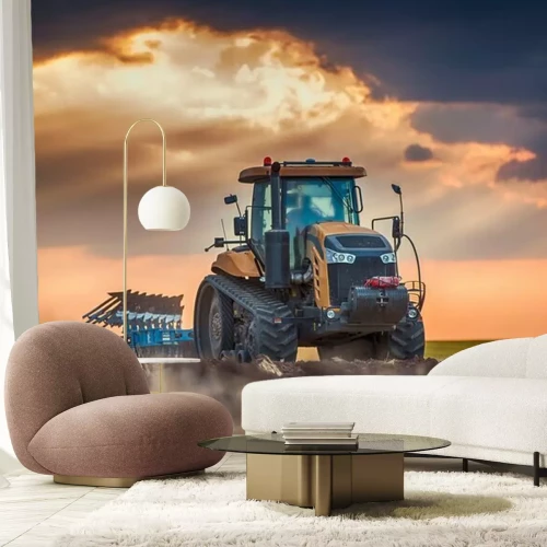 Papier peint  Agriculteur, tracteur, préparer, terre, cultivateur