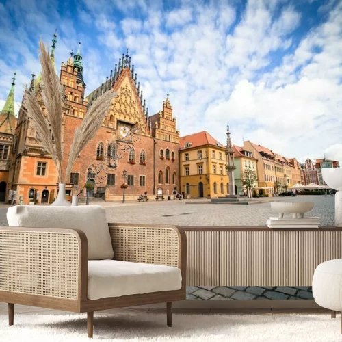 Papier peint  Immeubles de rapport de la place du Vieux Marché à Wrocław par temps clair