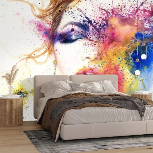 Sticker  Femme, portrait .abstract, aquarelle, .fashion, fond