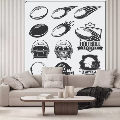 Sticker  Graphiques et logos en noir et blanc inspirés du football