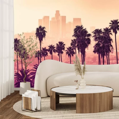 Papier peint  Palmiers sur fond de la ville de Los Angeles