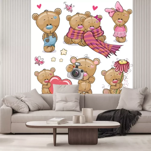 Sticker  Ensemble, mignon, dessin animé, teddy, ours