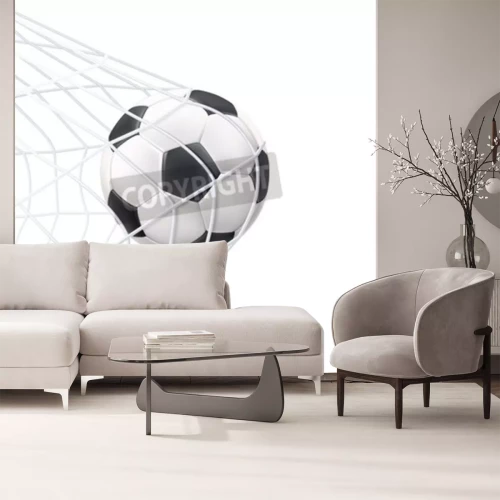 Papier peint  Motif minimaliste ballon de football dans les filets