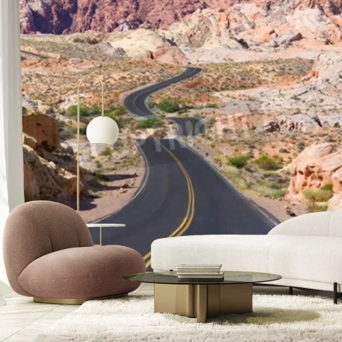 Papier peint  Route à travers le désert