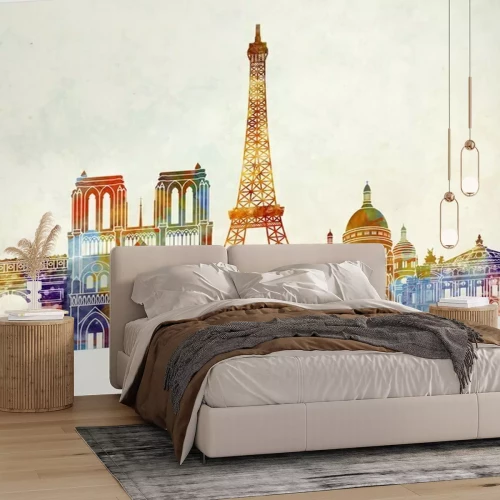 Papier peint  Panorama arc-en-ciel de Paris
