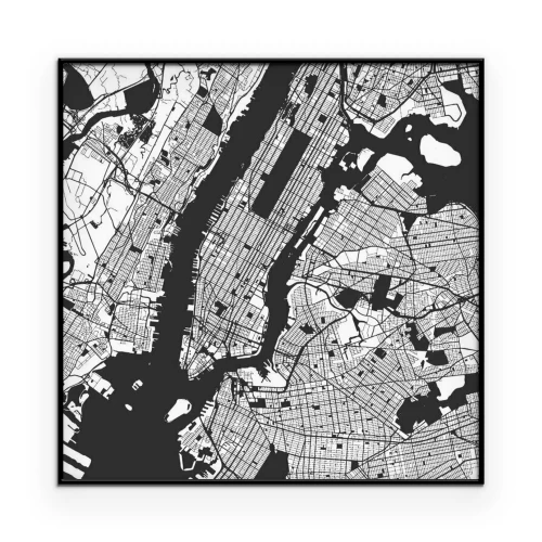 Poster  Carte de Manhattan, New York, en noir et blanc