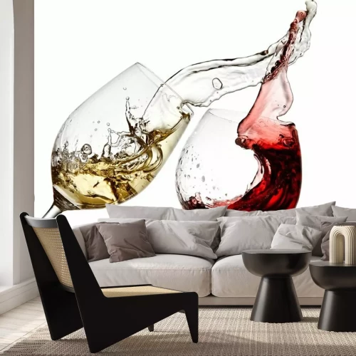 Papier peint  Vin dans des verres sur fond blanc