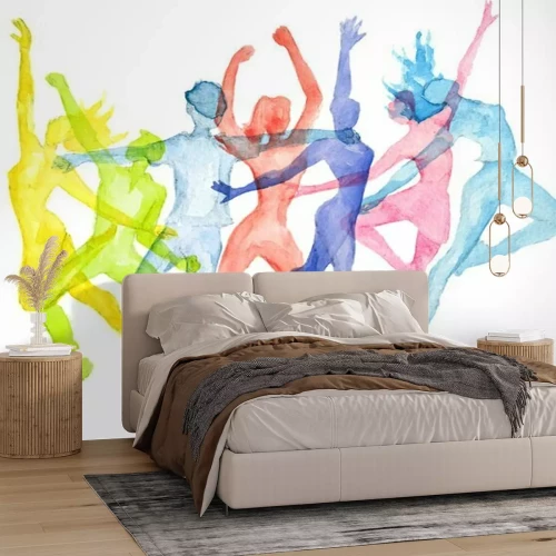 Papier peint  Silhouettes de danseurs à l'aquarelle