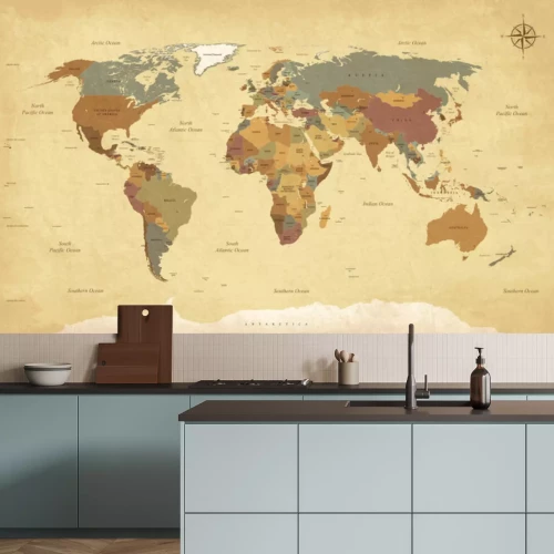 Papier peint  Texturé, vieux, Monde, carte, -, anglaise, É.-U., étiquettes, vecteur, CMJN