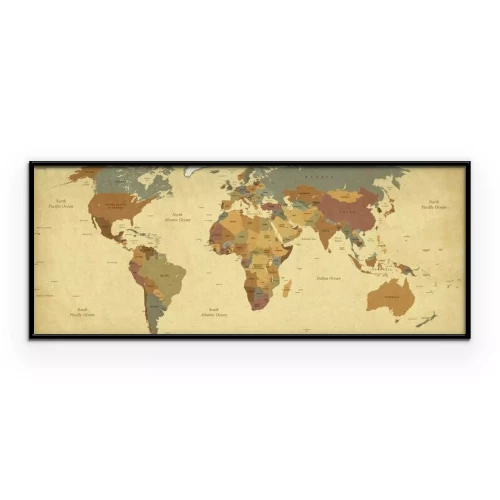 Poster  Texturé, vieux, Monde, carte, -, anglaise, É.-U., étiquettes, vecteur, CMJN