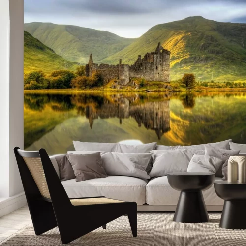 Papier peint  Lac avec ruines d'un château